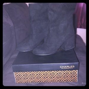 Charles David black Micro Suede Quinton Boots 11